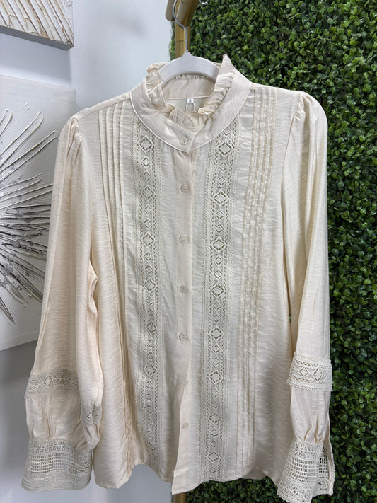 Camisa mujer Entredos beig