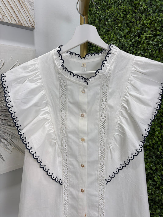 Camisa blanca Tadil azul