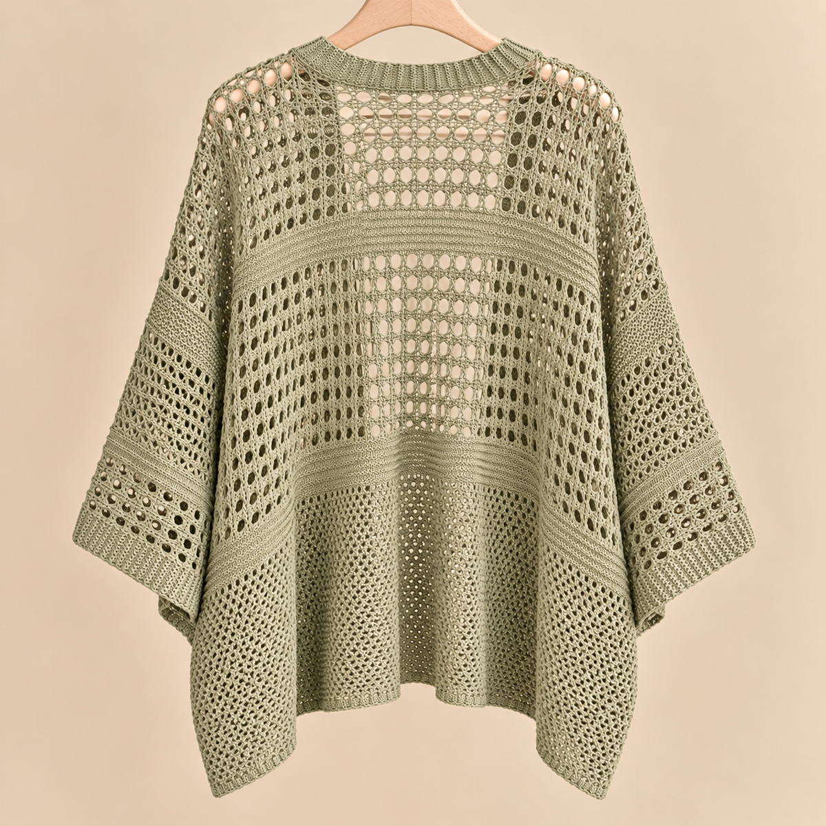 Chaqueta de Punto Calado Verde Salvia Oversize