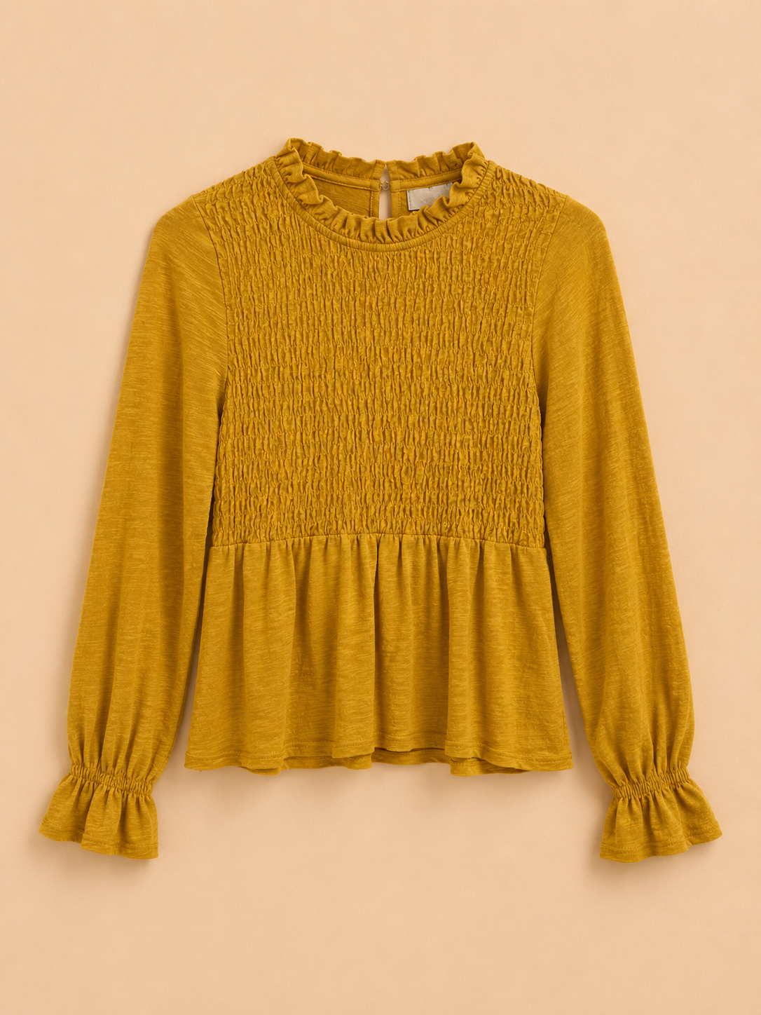 Blusa Mostaza Fruncida con Volantes Trapio