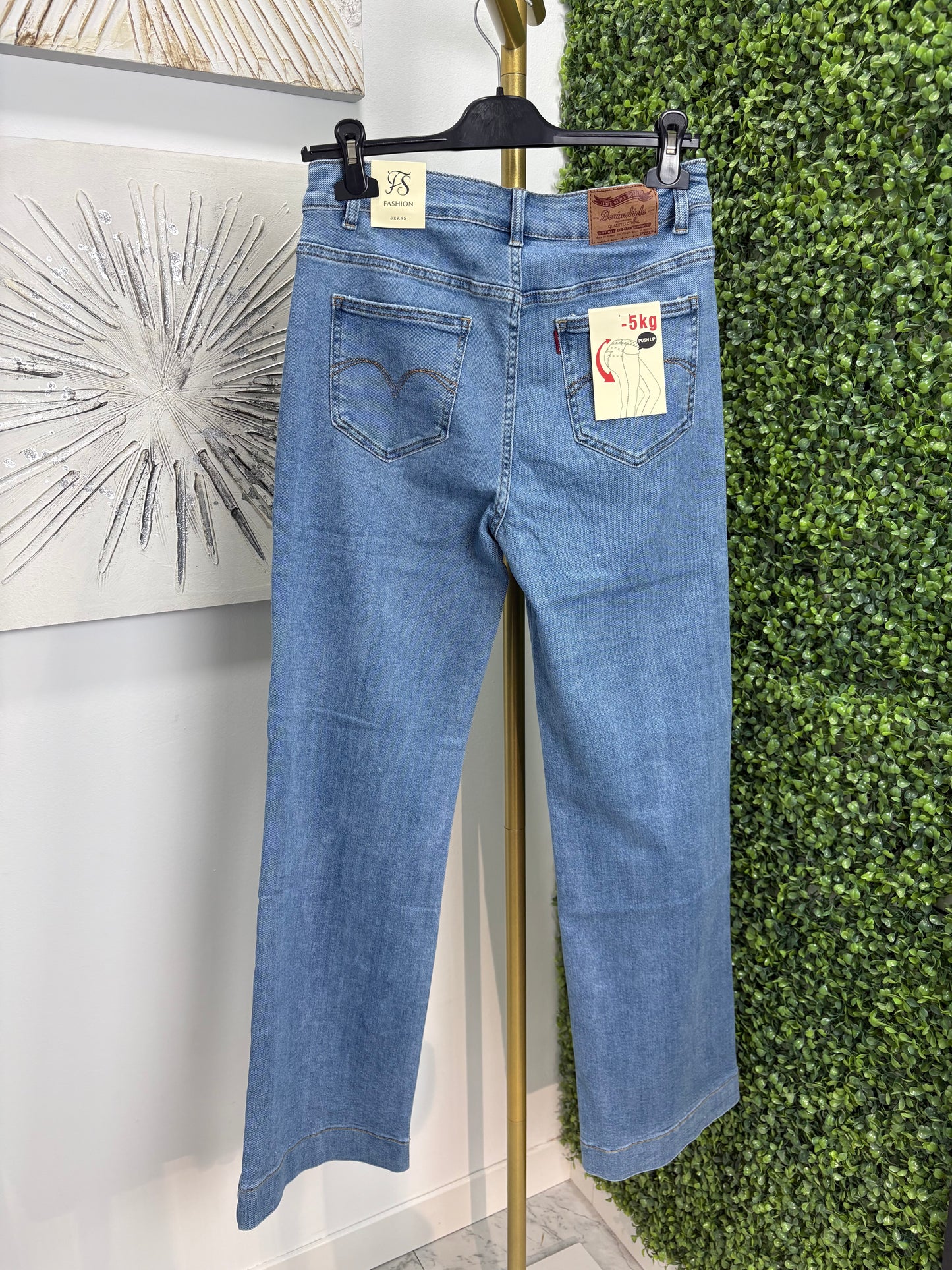 Pantalón vaquero ancho Anil