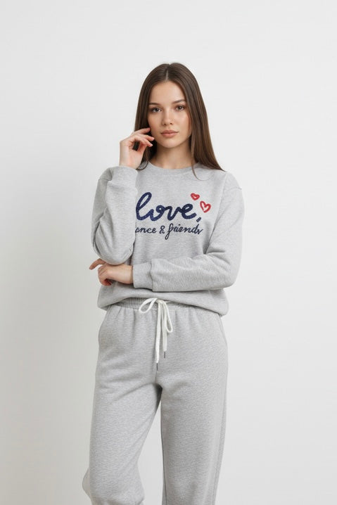 Chándal de Algodón de Dos Piezas con Pantalón Recto gris – Trapio