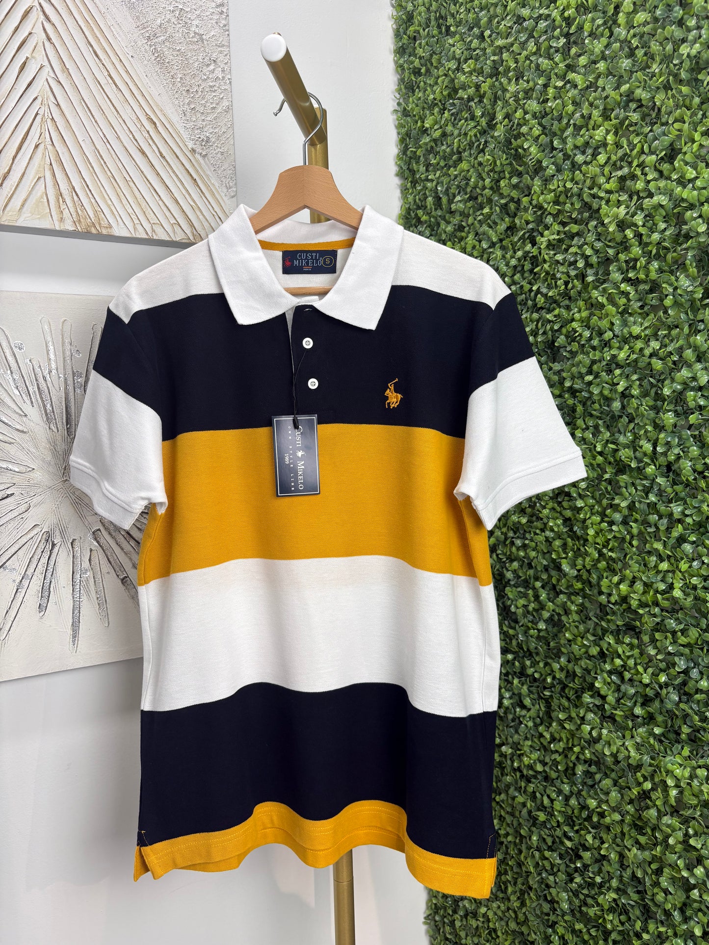 Polo hombre raya mostaza