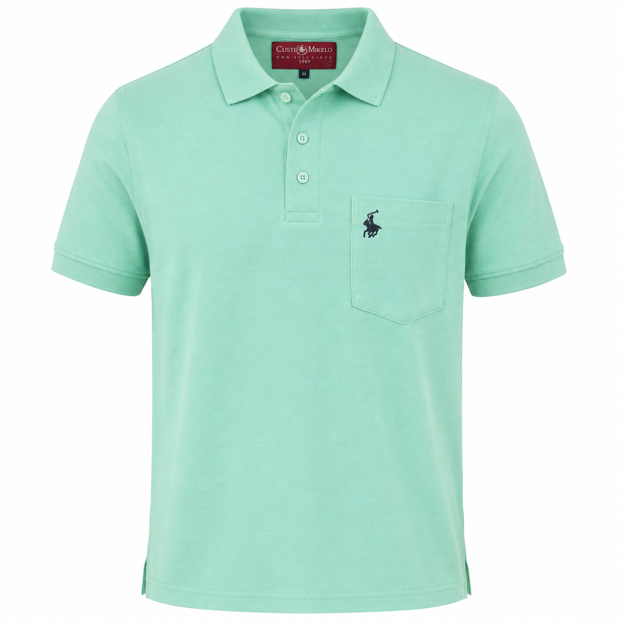 Polo Hombre Verde Agua con Bolsillo Bordado – Custi Mikelo