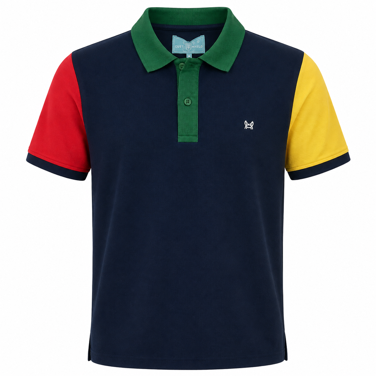Polo Hombre Multicolor Marino – Cuello Verde | Custi Mikelo