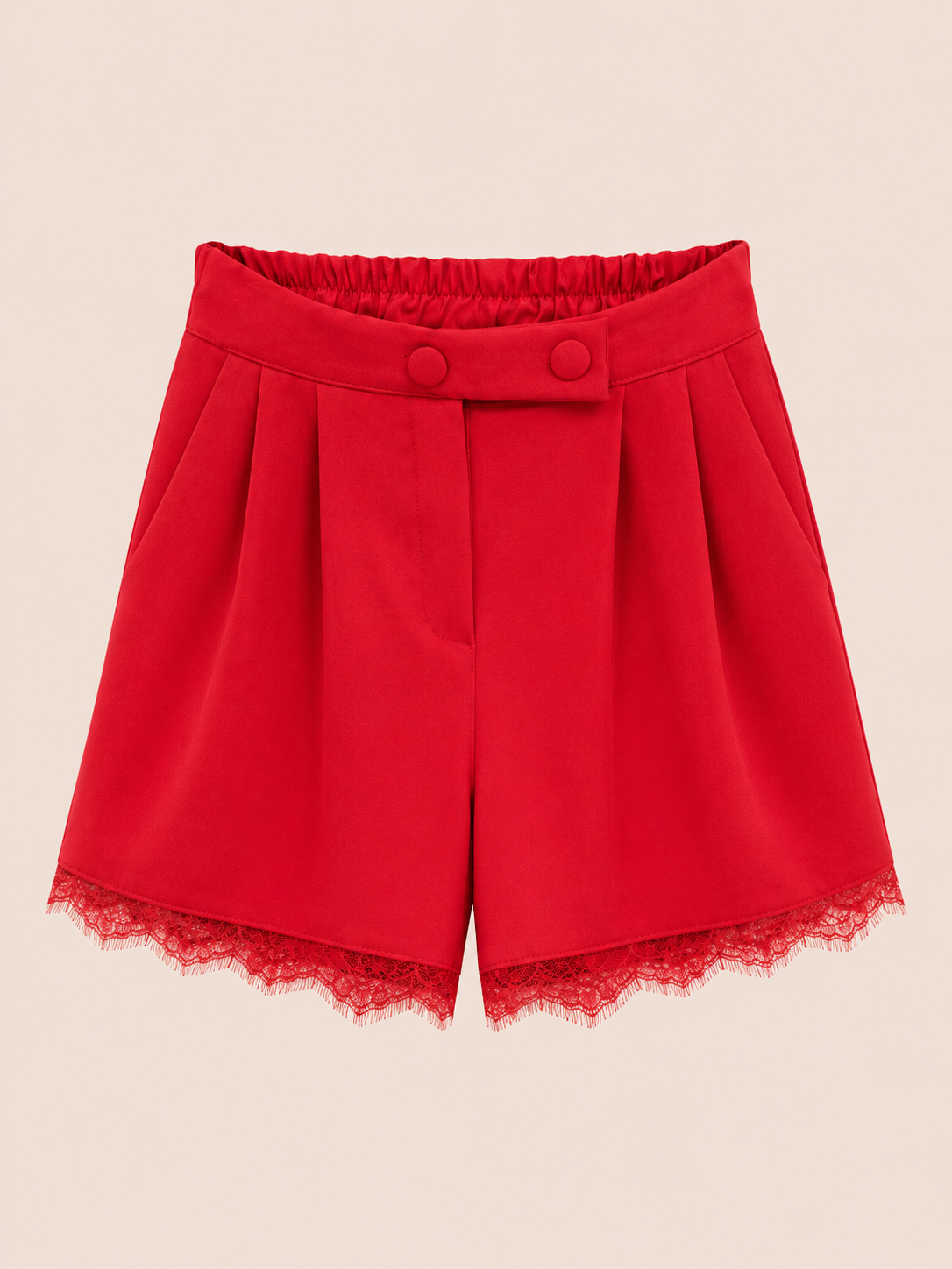 Short Rojo con Encaje y Botones – Trapio