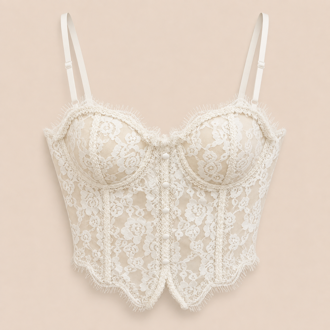 Corsé de encaje blanco