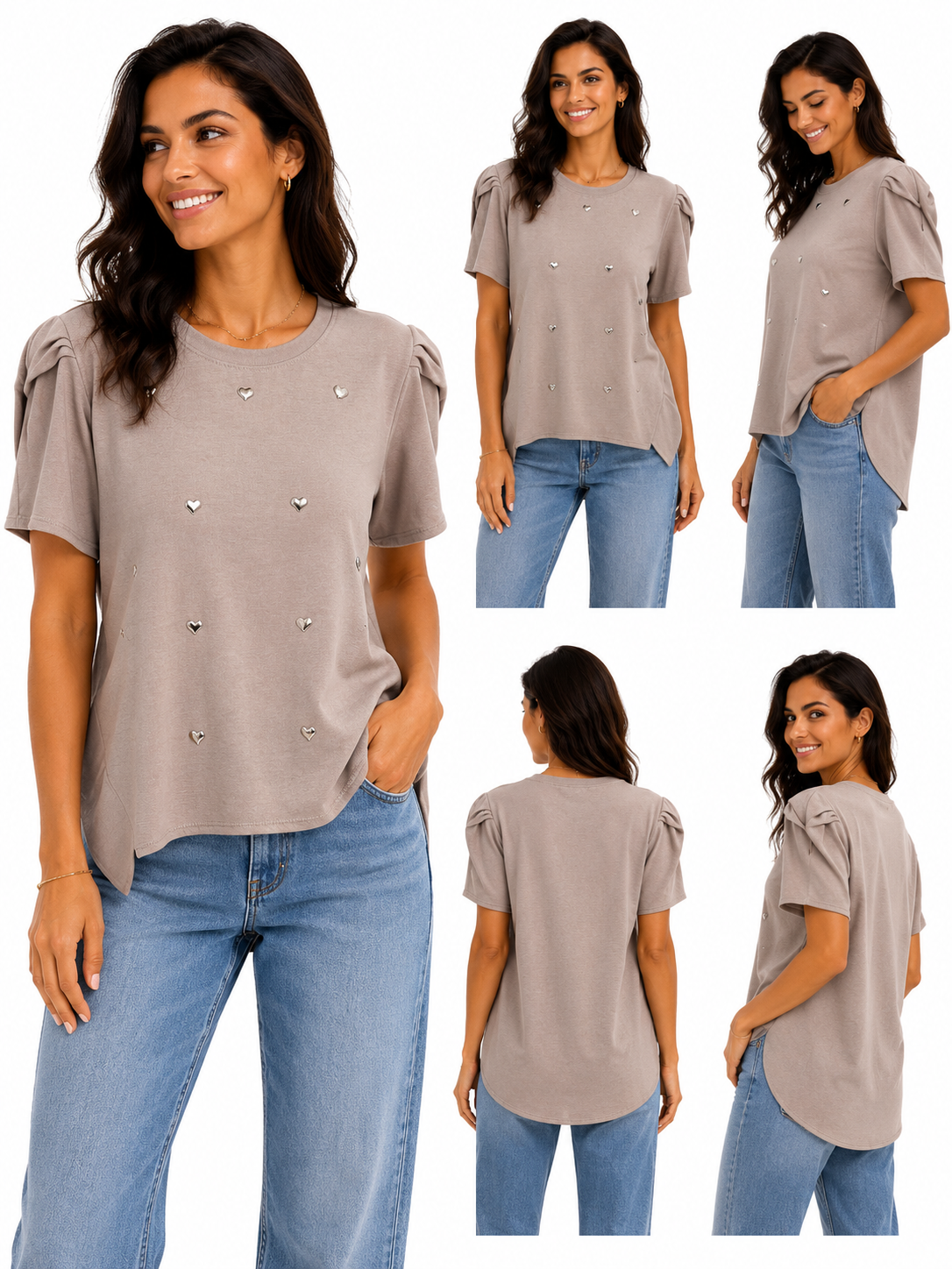 Camiseta corazón taupe