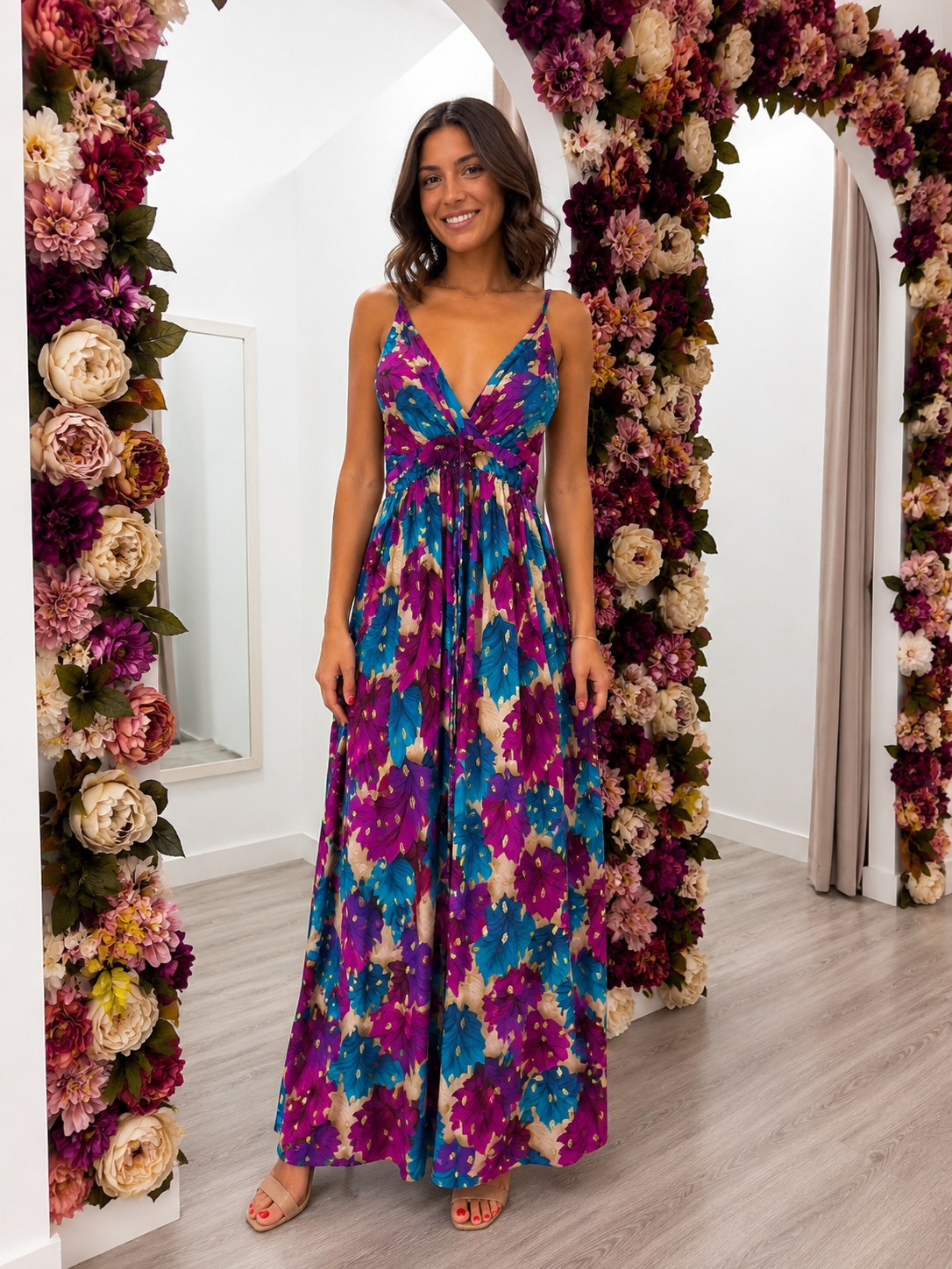 Vestido Floral Malva Caribe