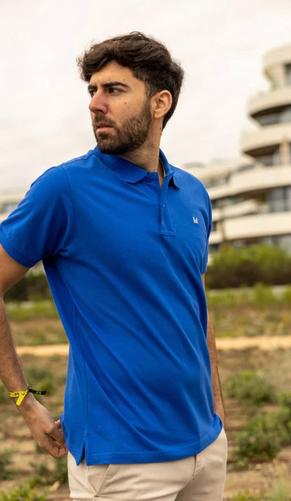 Polo básico Custi Mikelo azul tinta 100 % algodón polo hombre