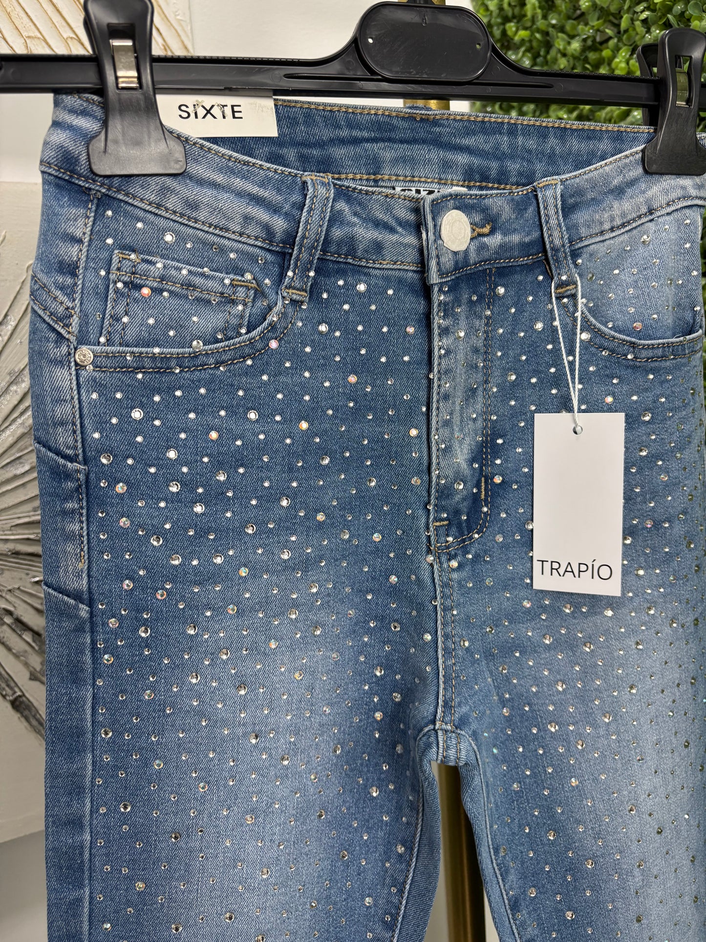 Pantalón vaquero brillo pitillo