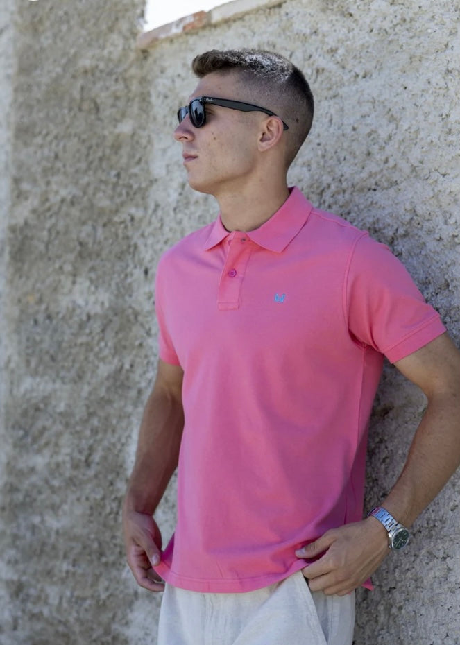 Polo básico Custi Mikelo rosa chicle 100 % algodón polo hombre