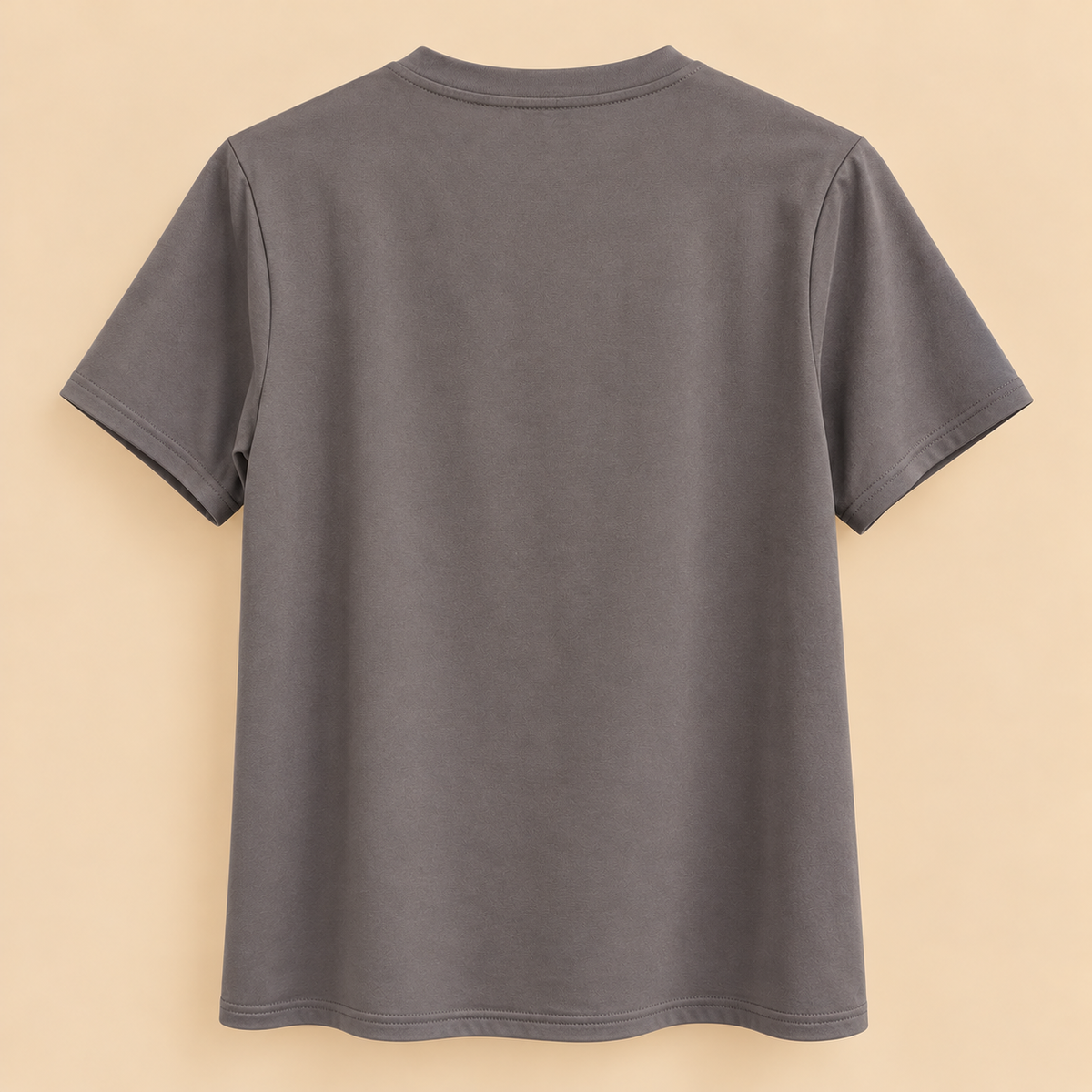 Camiseta Básica Color Topo de Manga Corta y Cuello Redondo