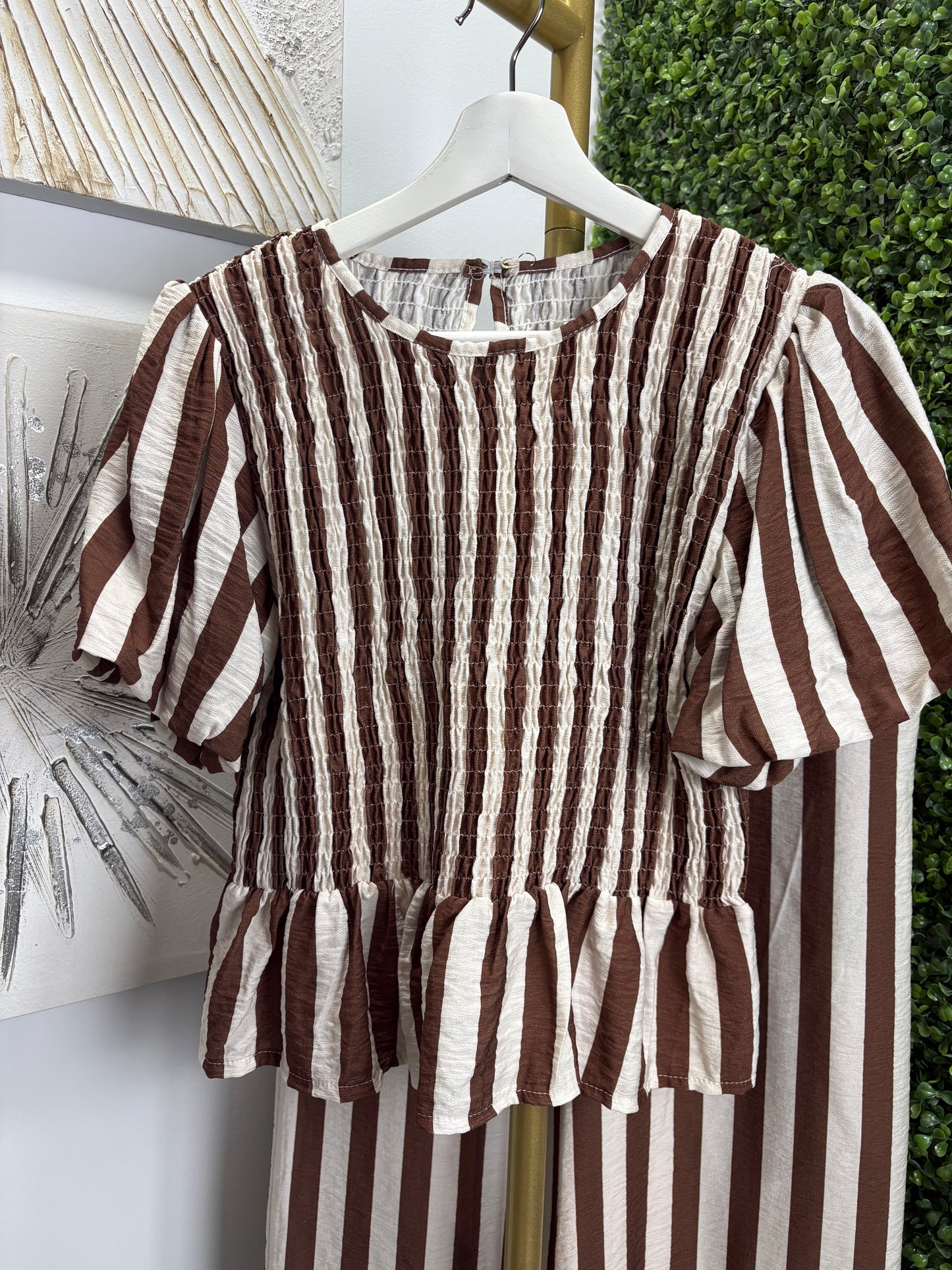 Conjunto Iris marrón chocolate y beig