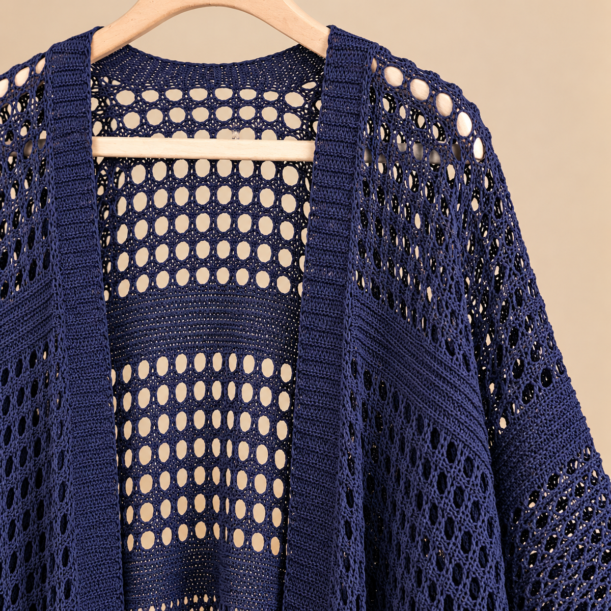 Chaqueta de Punto Calado Azul Marino Oversize