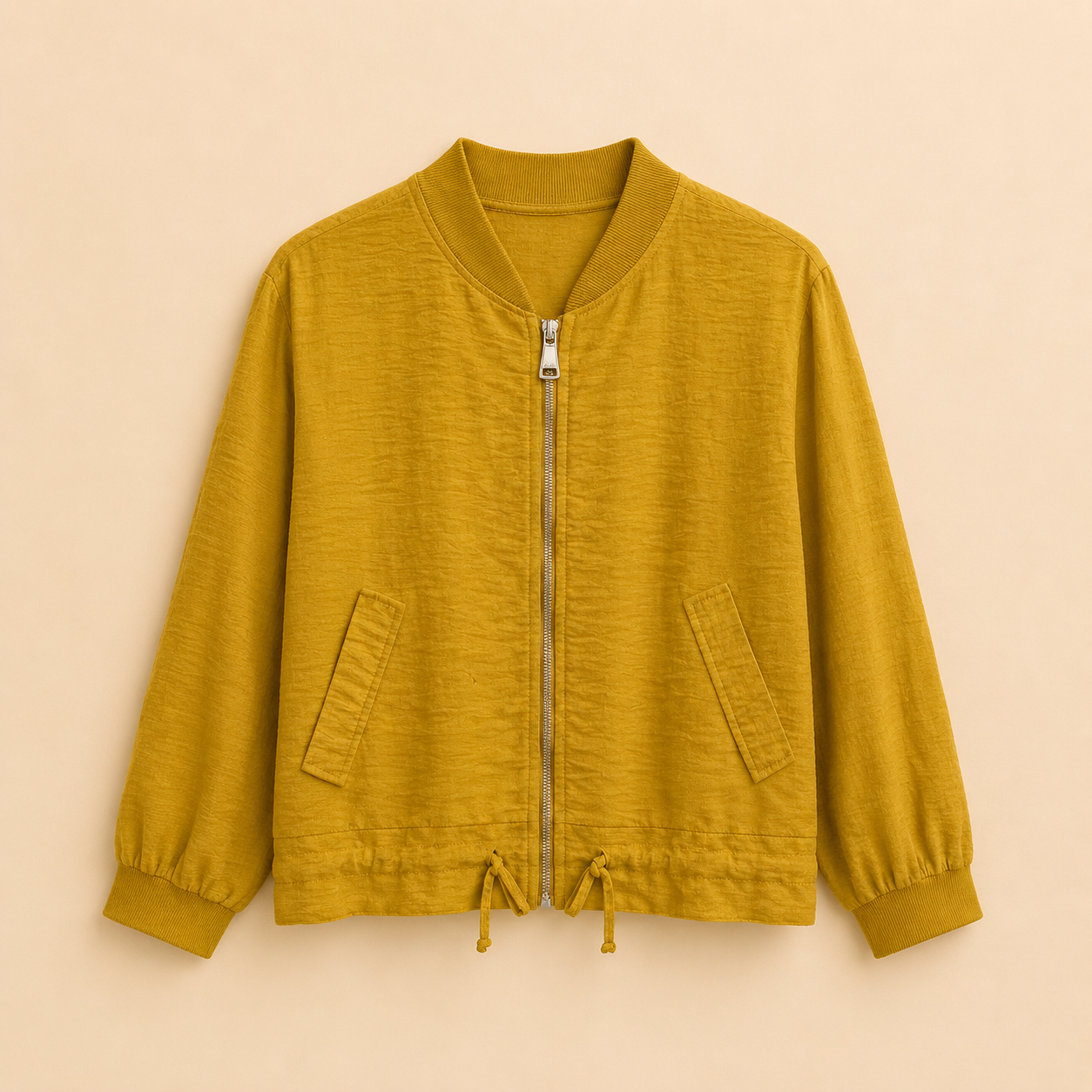 Chaqueta Bomber Mostaza con Cordón Ajustable Trapio