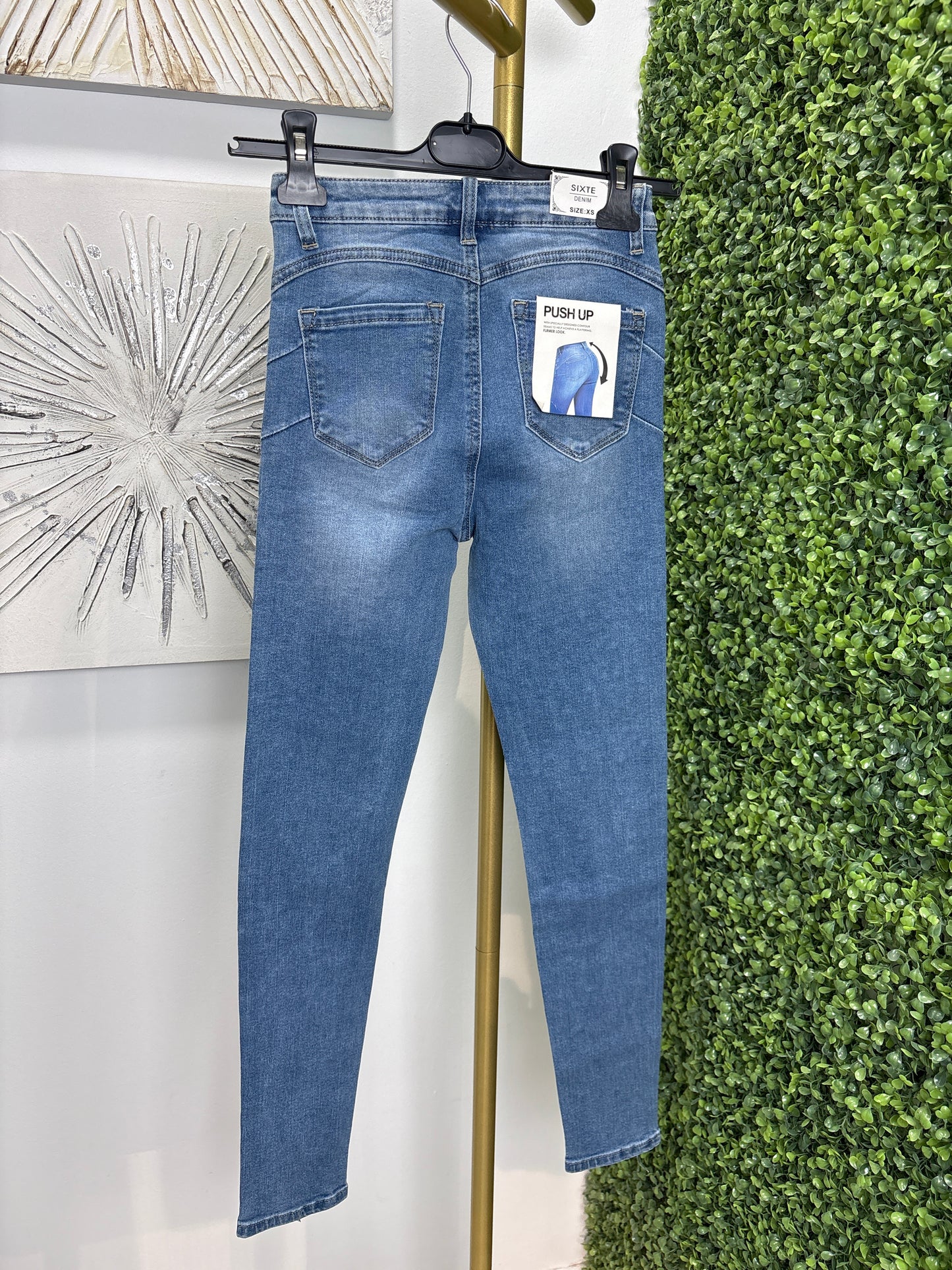 Pantalón vaquero brillo pitillo