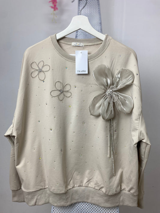 Sudadera Flor gris