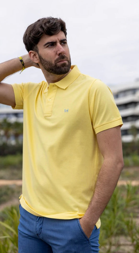 Polo básico Custi Mikelo amarillo 100 % algodón polo hombre