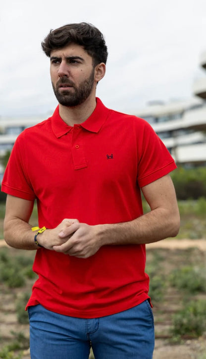 Polo básico Custi Mikelo rojo 100 % algodón polo hombre