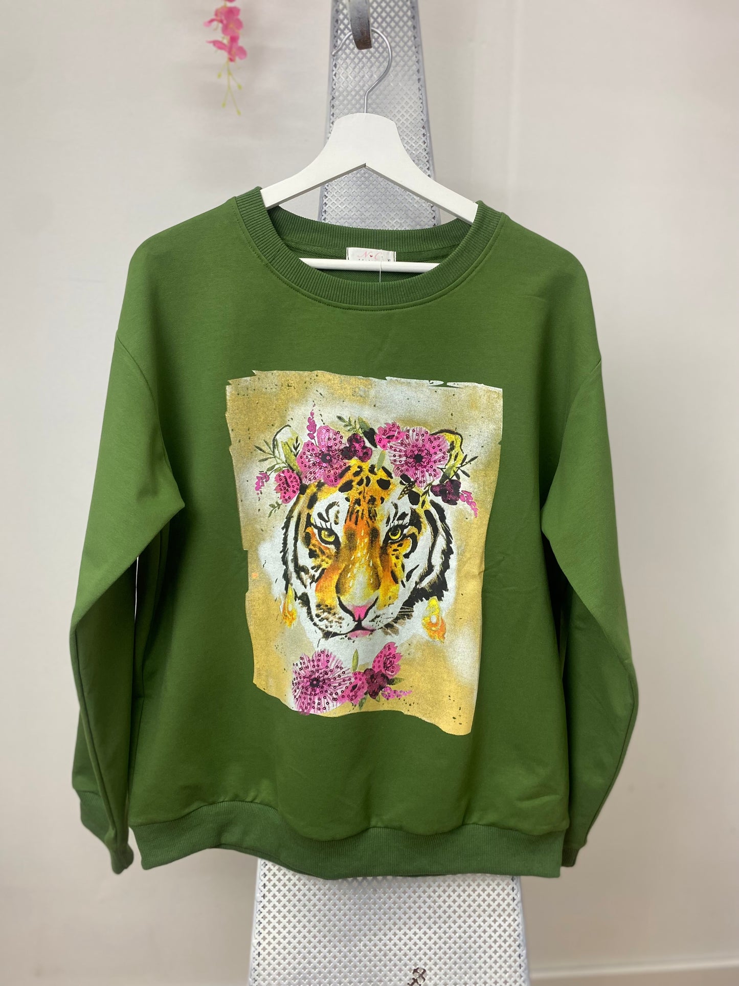 Sudadera mujer verde animal print