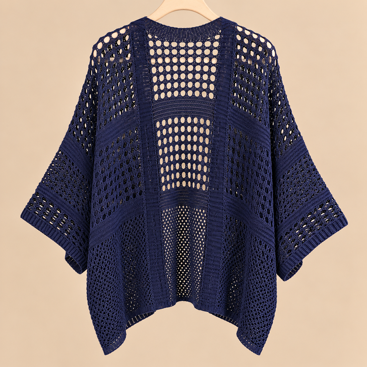 Chaqueta de Punto Calado Azul Marino Oversize