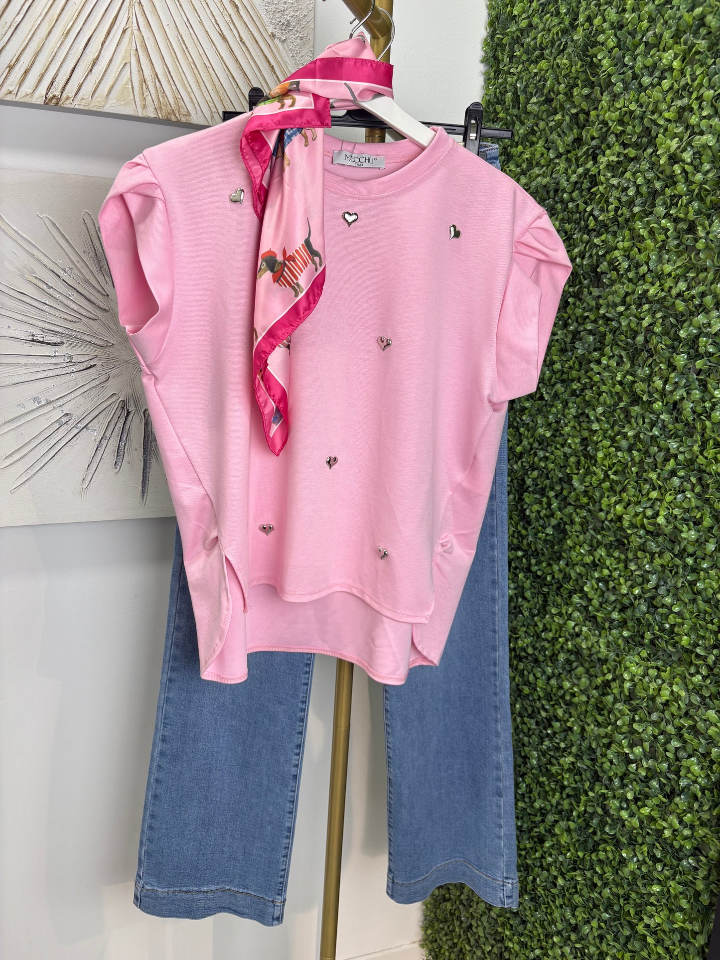 Camiseta corazón rosa
