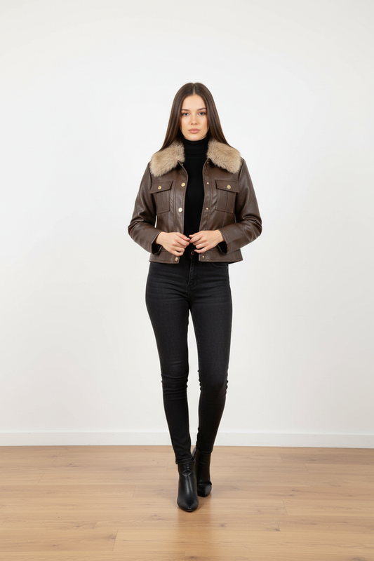 Chaqueta marrón pelo