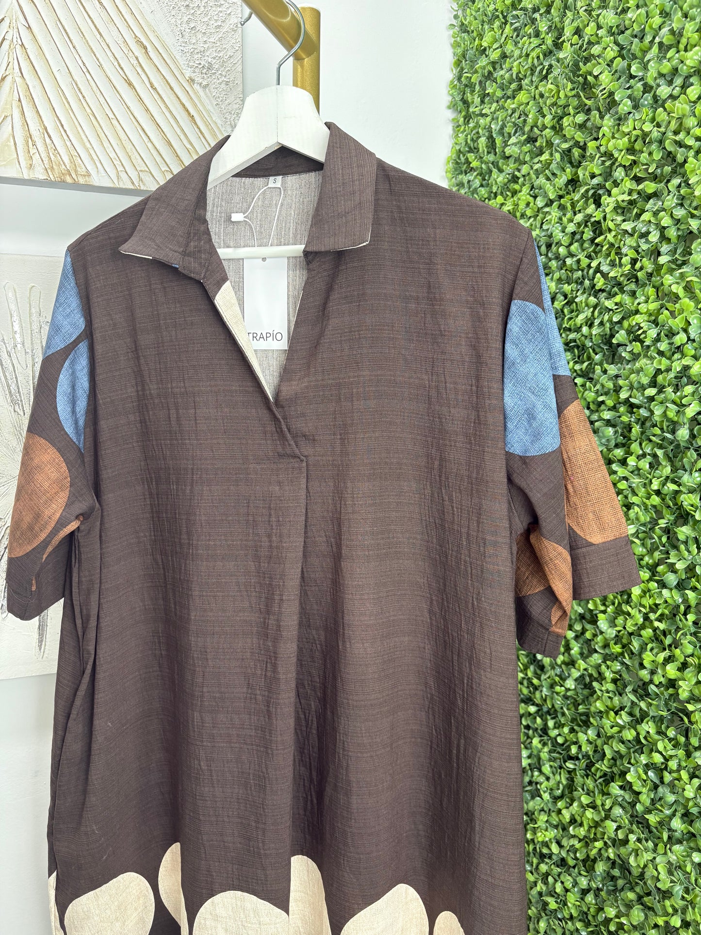 Vestido Eva marrón chocolate con lunares