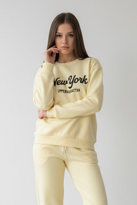 Chándal de Algodón de Dos Piezas con Pantalón Recto  Amarillo New York – Trapio