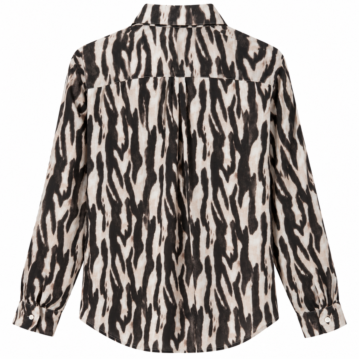 Camisa de Mujer con Estampado Animal Print Abstracto en Beige y Negro