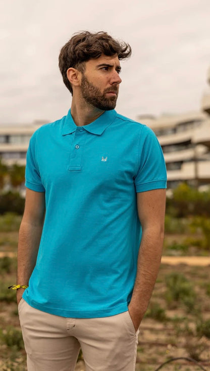 Polo básico Custi Mikelo turquesa 100 % algodón polo hombre