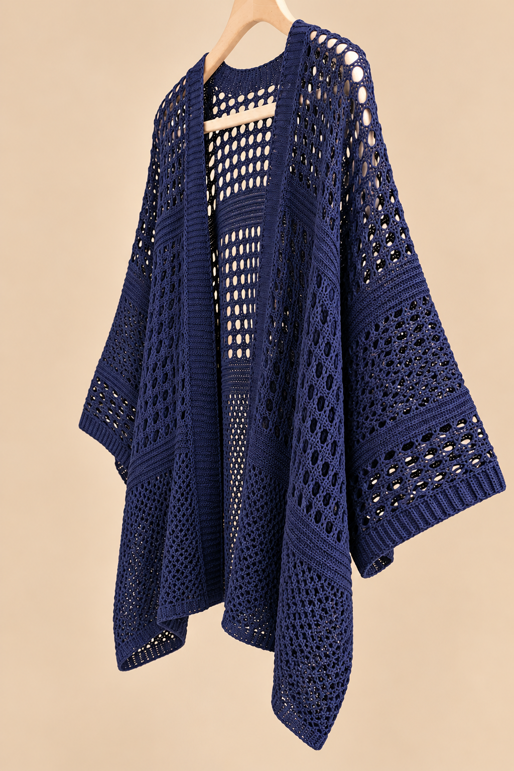 Chaqueta de Punto Calado Azul Marino Oversize