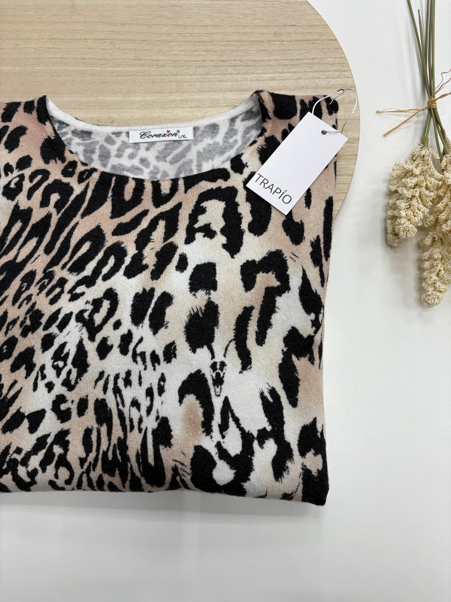 🤍 Jersey Animal Print “Sierra Blanca” en tonos beige, blanco y negro – Trapío