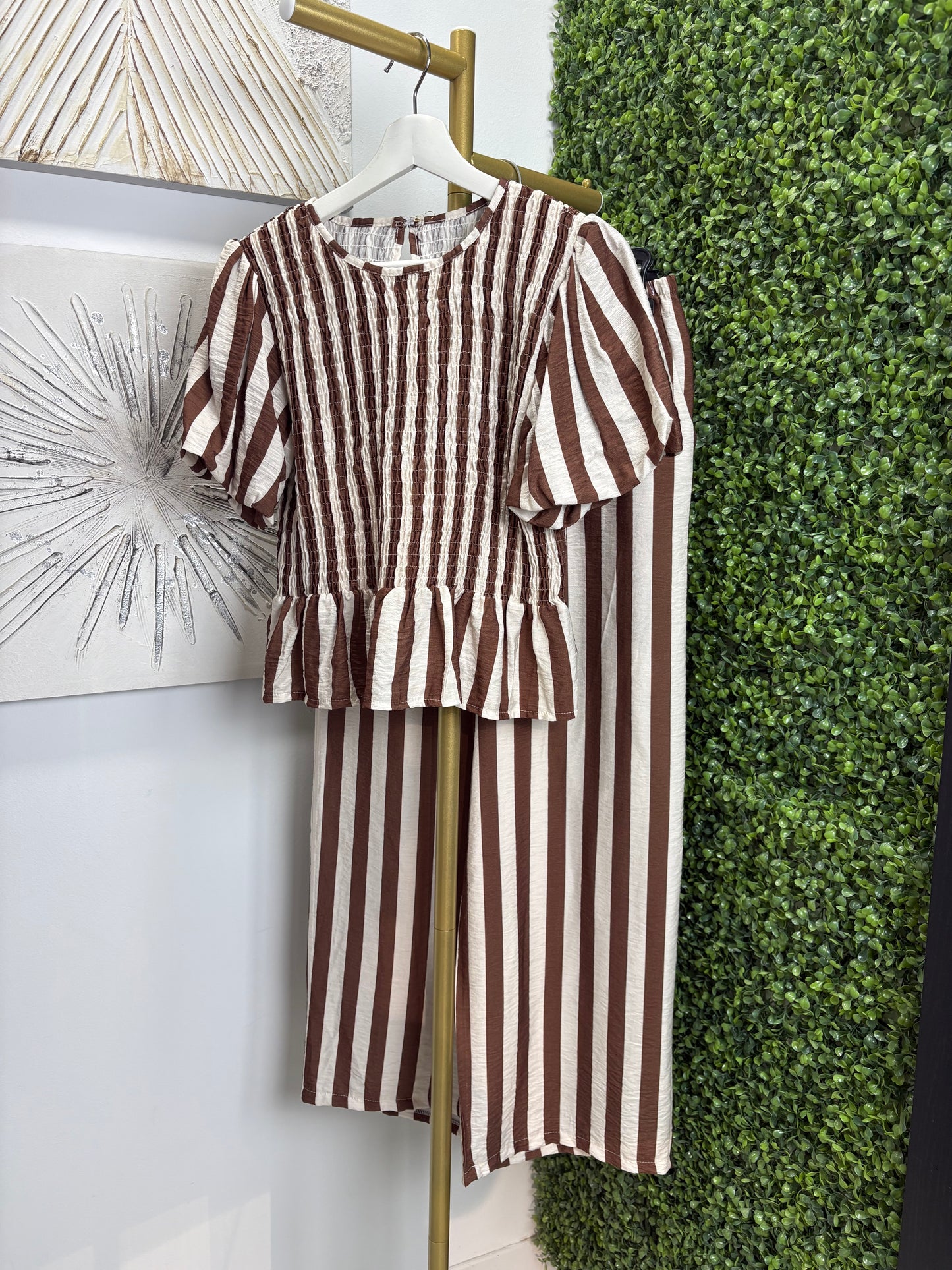 Conjunto Iris marrón chocolate y beig