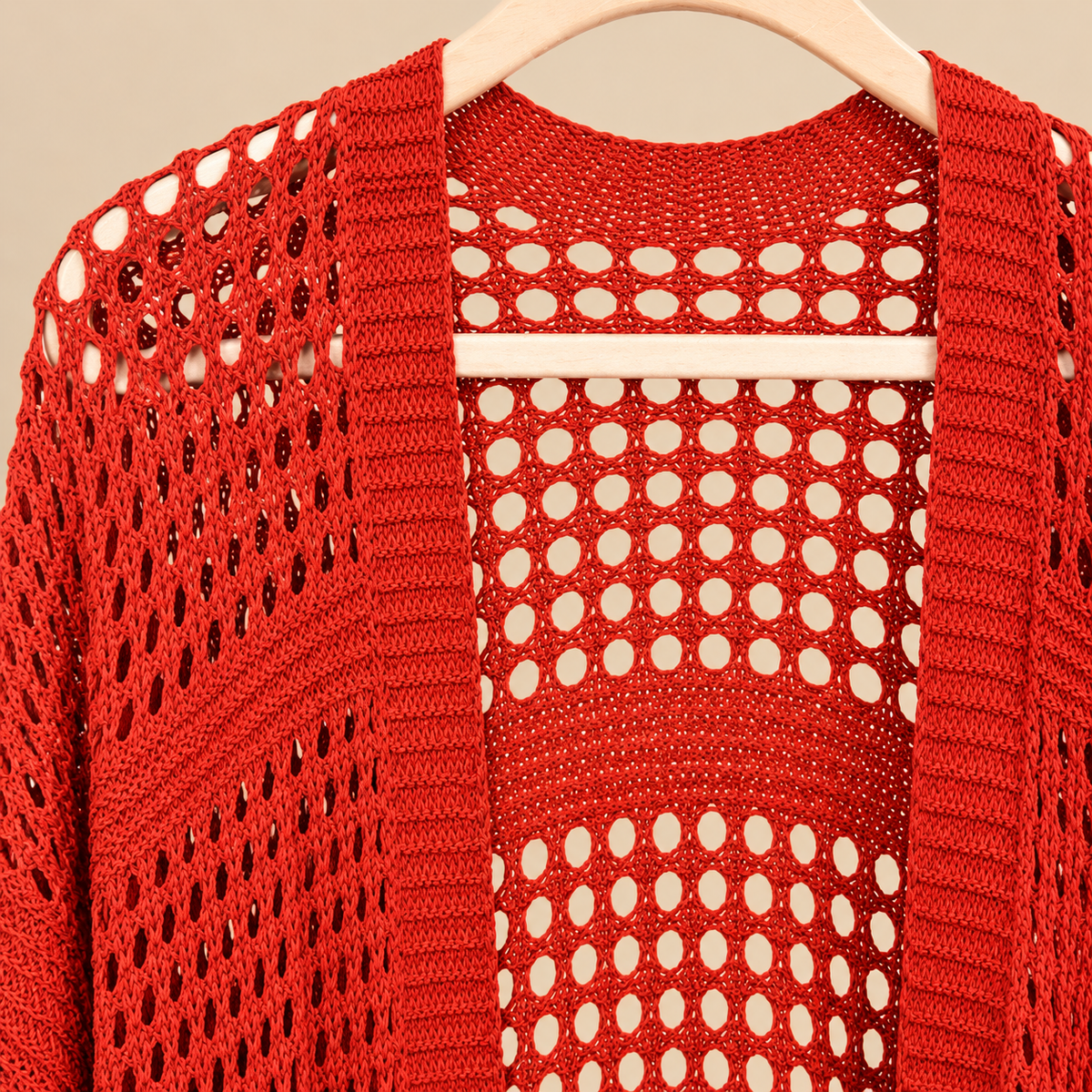 Chaqueta de Punto Calado Terracota Oversize