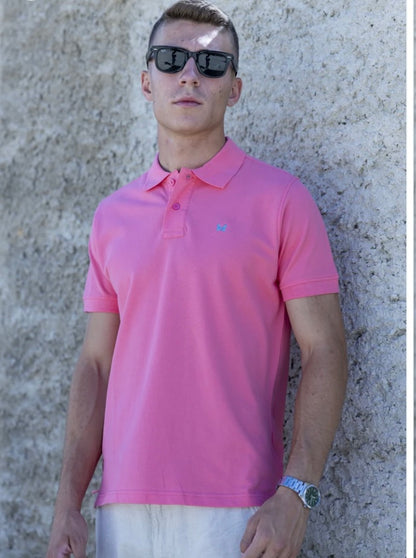 Polo básico Custi Mikelo rosa chicle 100 % algodón polo hombre