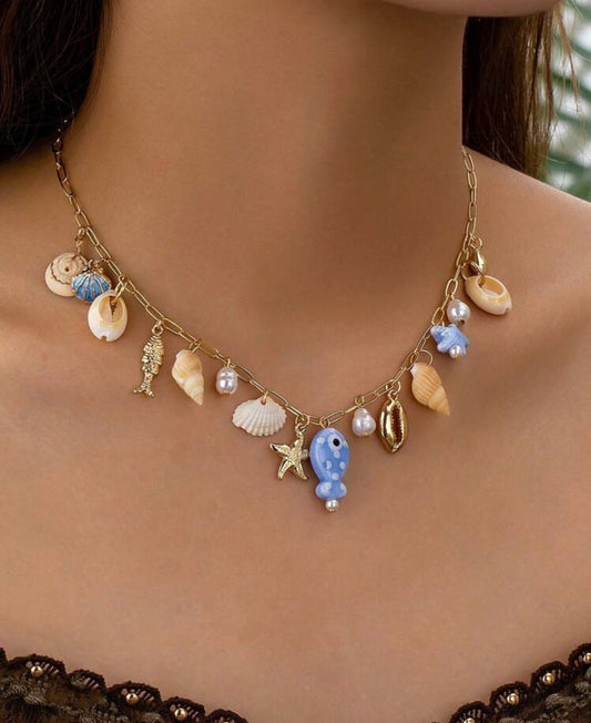 Collar peces celeste