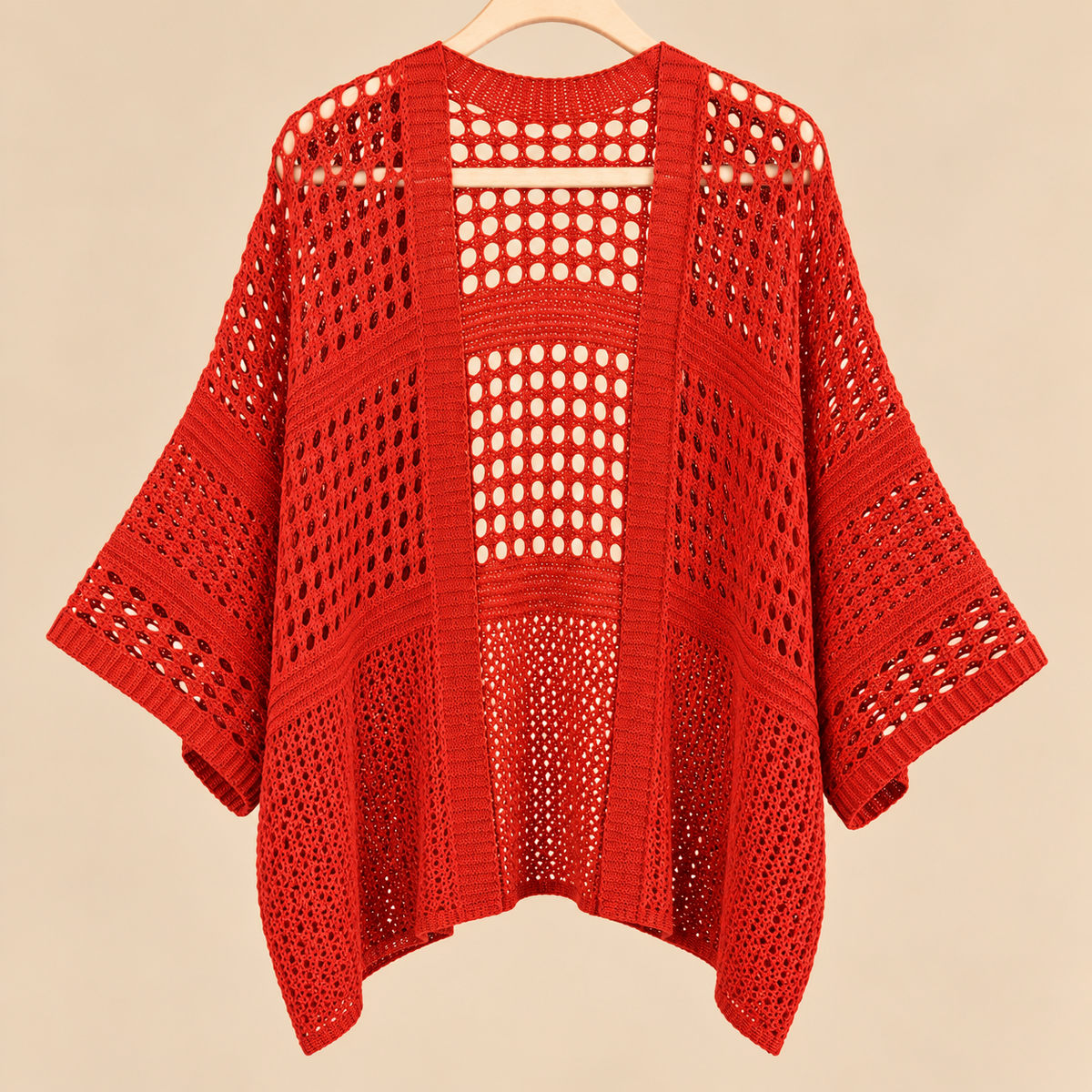 Chaqueta de Punto Calado Terracota Oversize