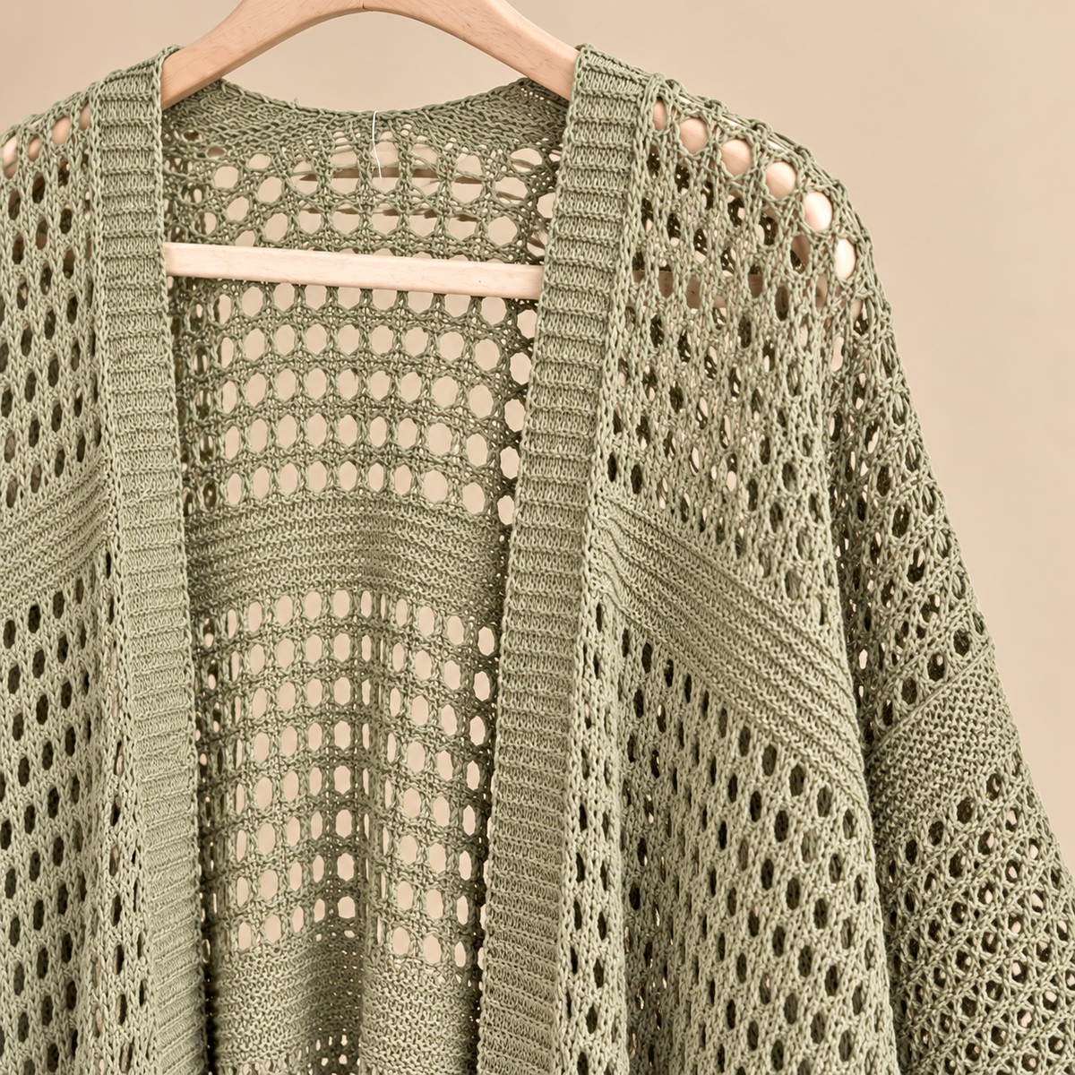 Chaqueta de Punto Calado Verde Salvia Oversize