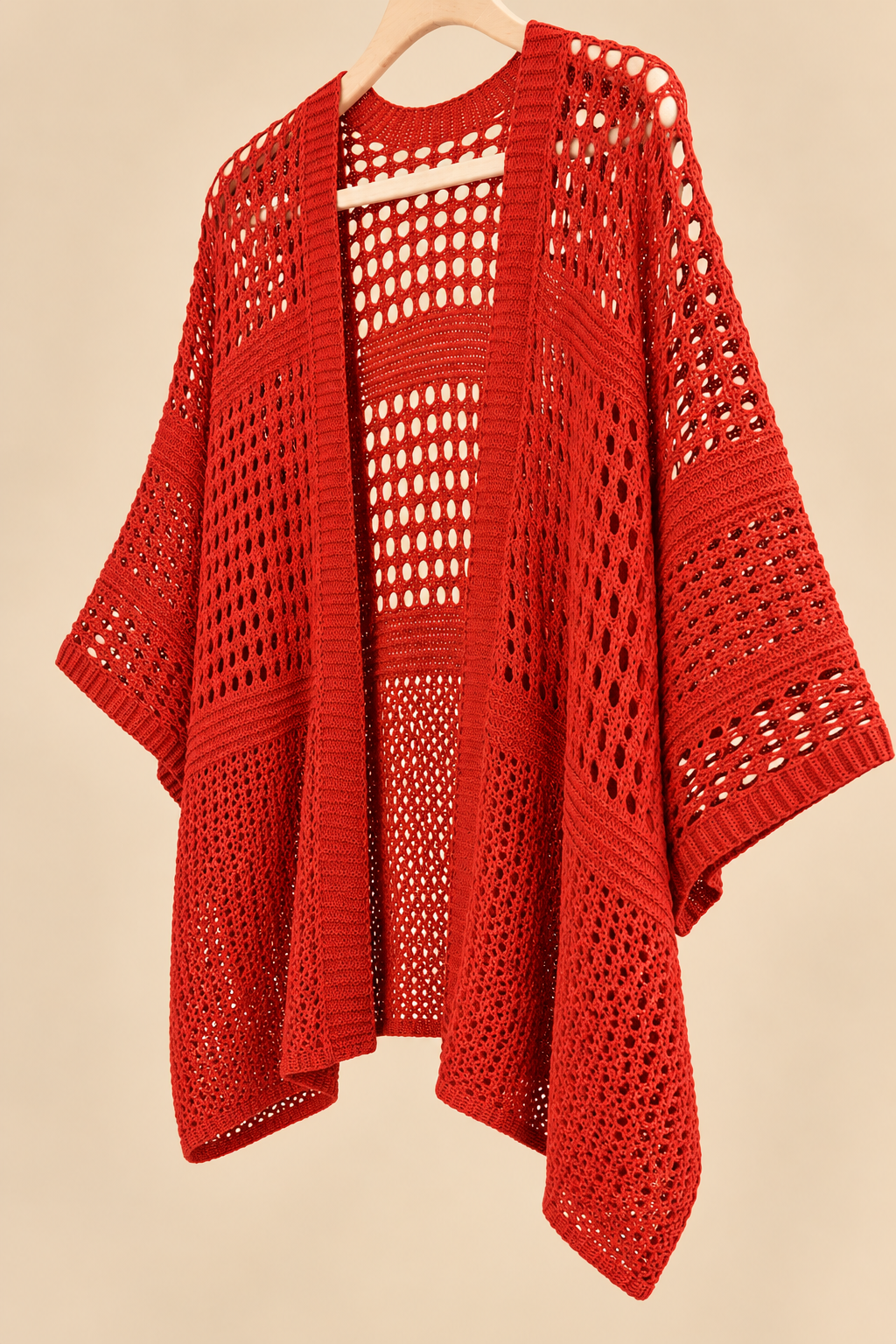 Chaqueta de Punto Calado Terracota Oversize