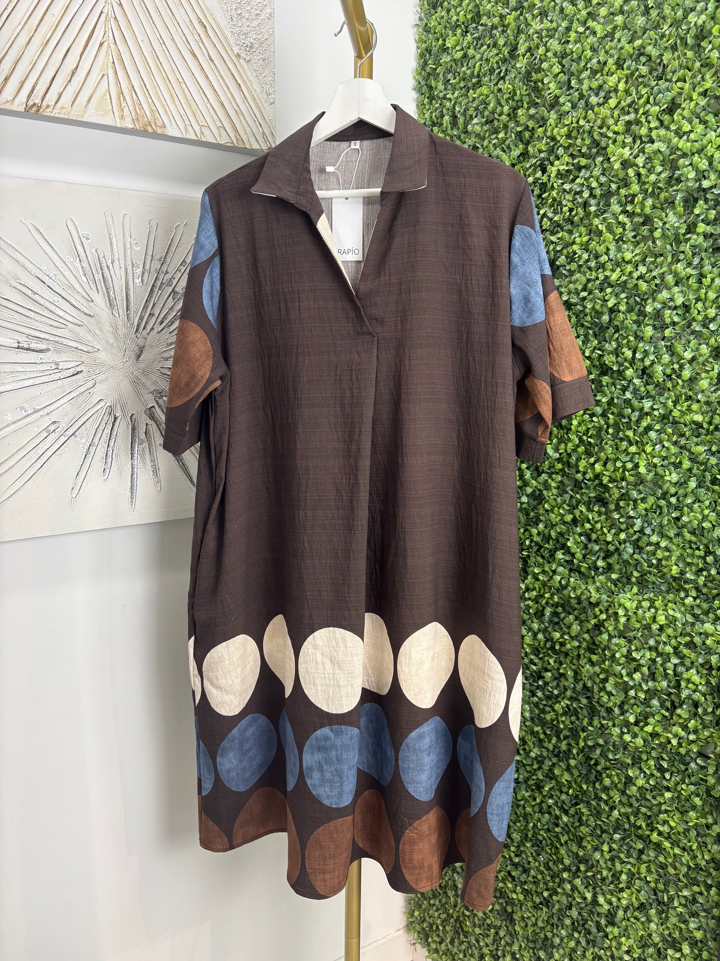 Vestido Eva marrón chocolate con lunares