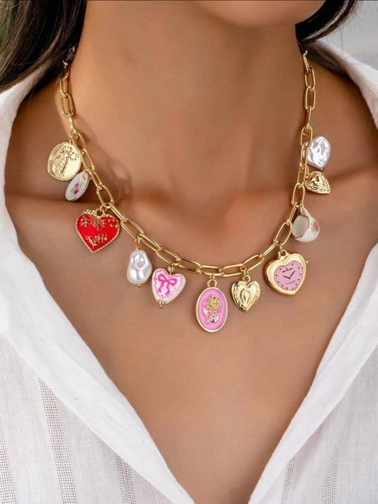 Collar playa lazo rosa