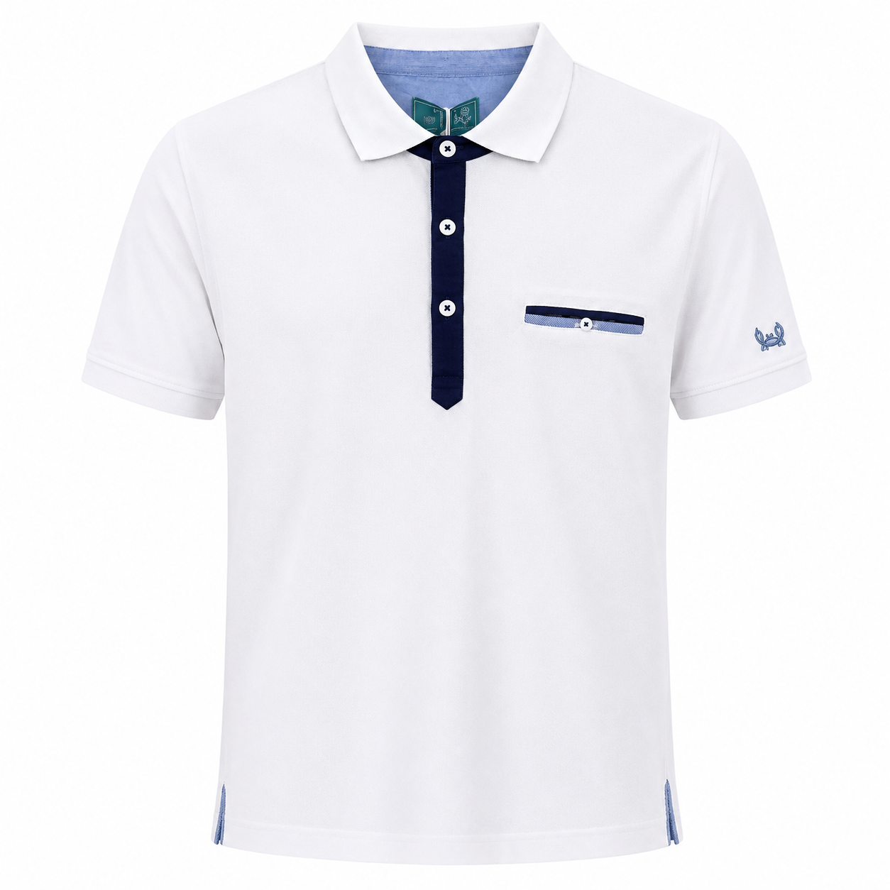 Polo blanco con detalles marino Custi Mikelo