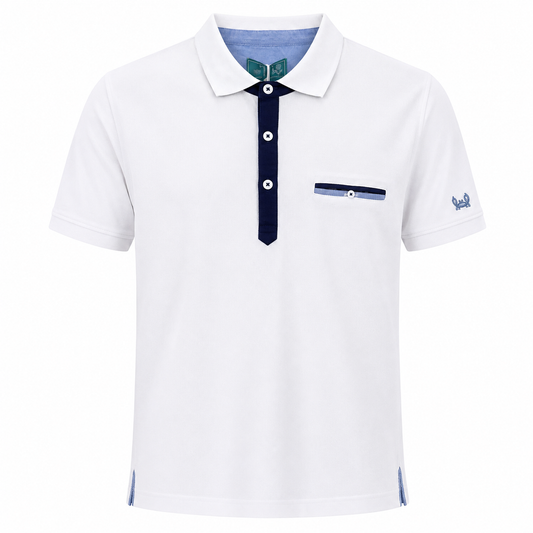 Polo blanco con detalles marino Custi Mikelo