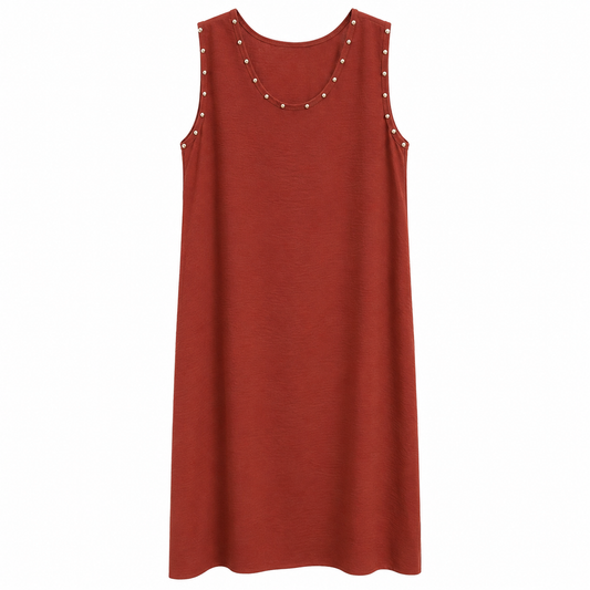 Vestido Midi Tachuelas Color Caldera | Trapío