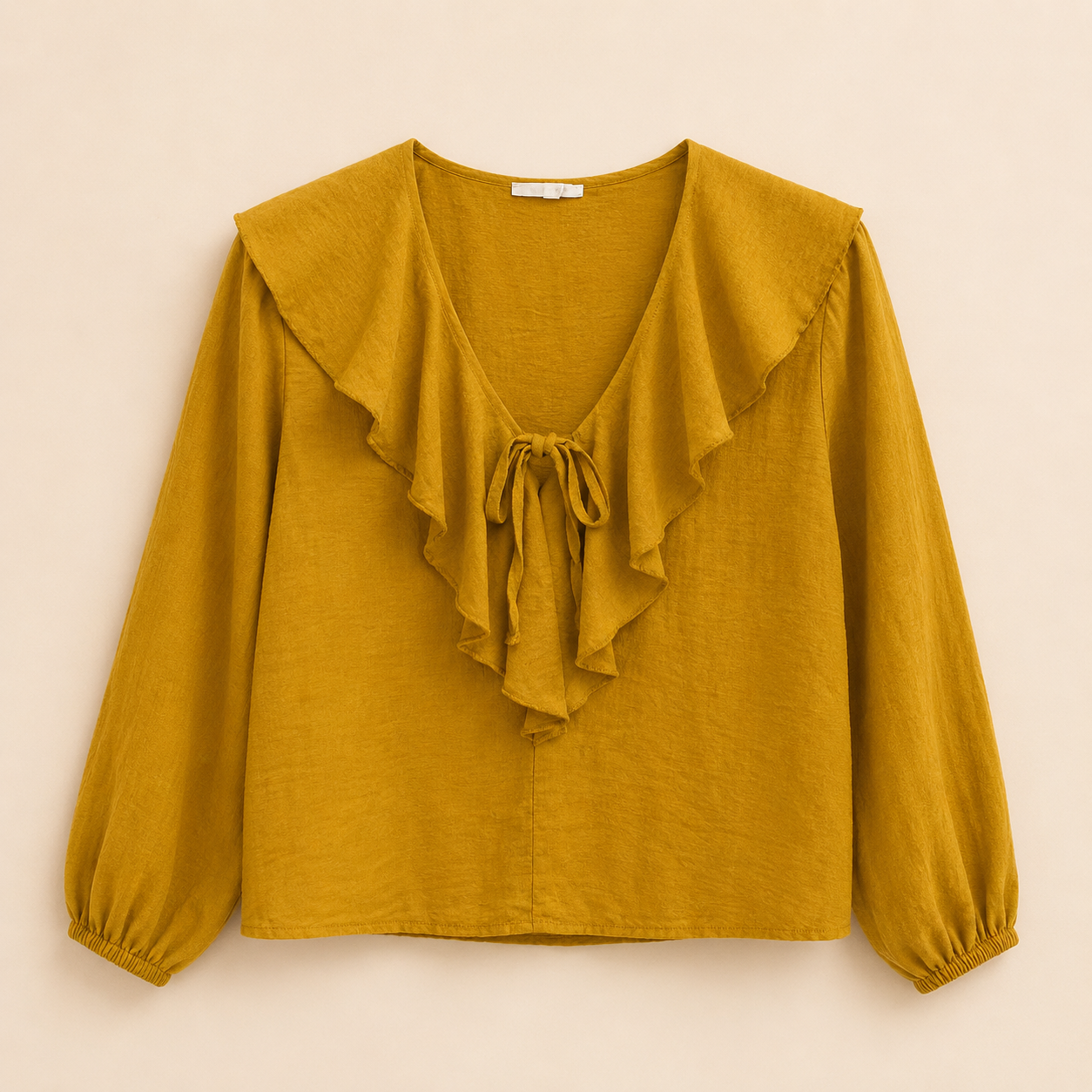 Blusa Mostaza con Volante y Lazo Trapio