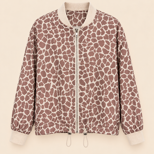 Chaqueta Bomber Animal Print en Tonos Tierra